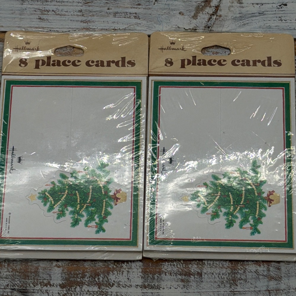 Vintage Hallmark Christmas Tree Place Cards 16 Count 2 Pack 75XPC804 Made in USA